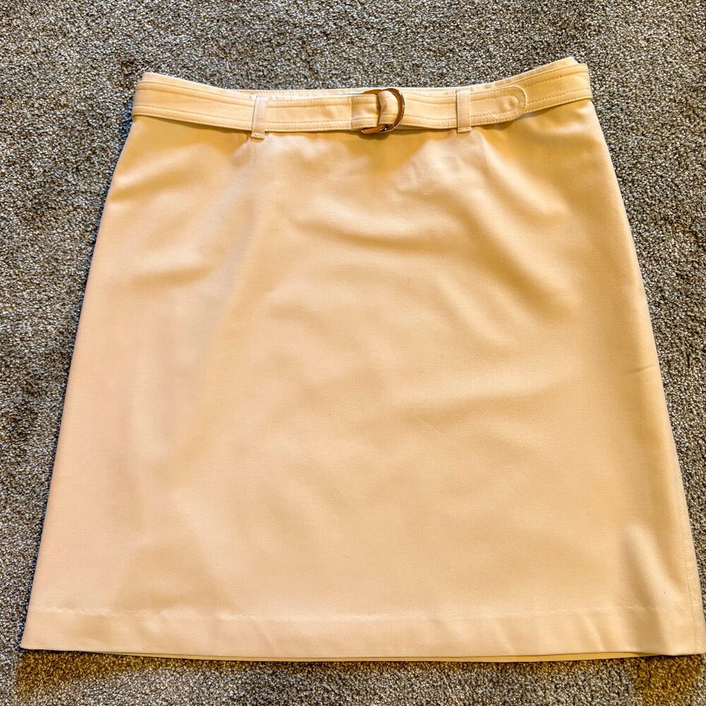 THE LIMITED Stretch Women's Ivory White Belted Lined Mini Skirt Size 2
